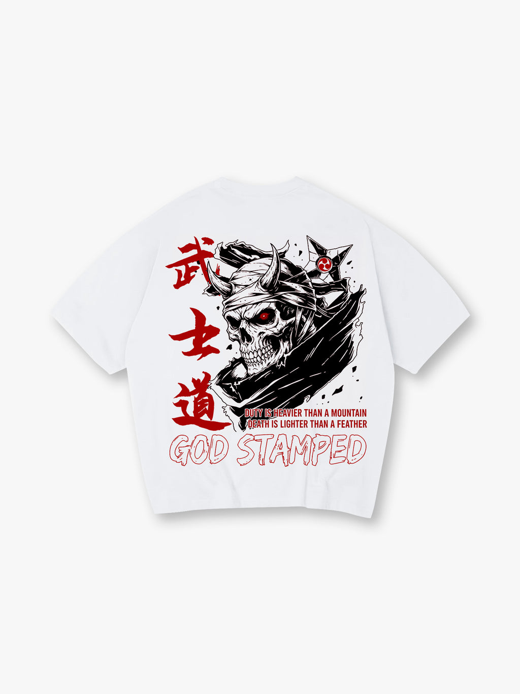 Bushido Samurai Skull T-Shirt Japanese Warrior Oni Demon Graphic Tee