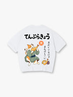 Japanese Tempura Cat T-Shirt Neko Shrimp Tempura Kanji Graphic Streetwear Tee