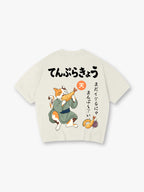 Japanese Tempura Cat T-Shirt Neko Shrimp Tempura Kanji Graphic Streetwear Tee