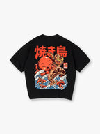 Japanese Octopus Yakitori Great Wave T-Shirt Vintage Ukiyo-e Style Food Graphic Streetwear Tee