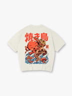 Japanese Octopus Yakitori Great Wave T-Shirt Vintage Ukiyo-e Style Food Graphic Streetwear Tee