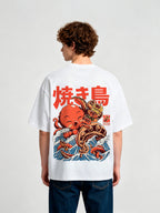 Japanese Octopus Yakitori Great Wave T-Shirt Vintage Ukiyo-e Style Food Graphic Streetwear Tee