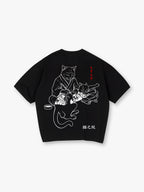 Vintage Ukiyo-e Neko Kanji Graphic Streetwear Tee
