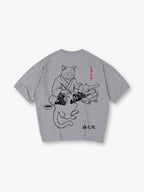Vintage Ukiyo-e Neko Kanji Graphic Streetwear Tee