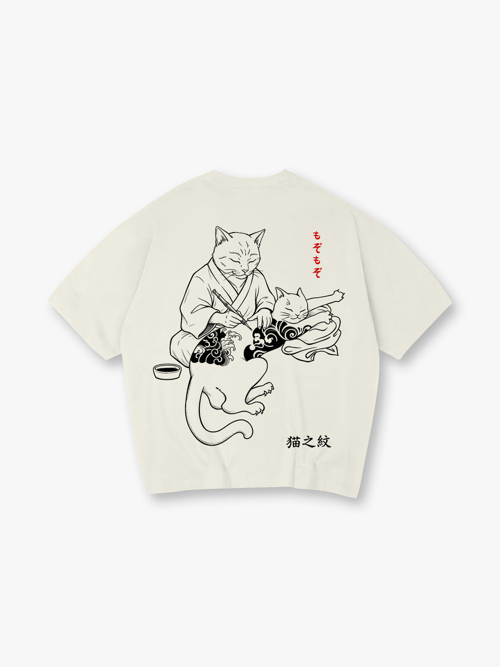 Vintage Ukiyo-e Neko Kanji Graphic Streetwear Tee