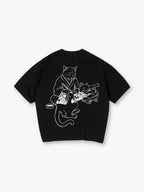 Japanese Tattoo Artist Cat Irezumi Neko Black Line Art Graphic Streetwear T-Shirt