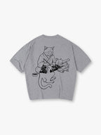 Japanese Tattoo Artist Cat Irezumi Neko Black Line Art Graphic Streetwear T-Shirt