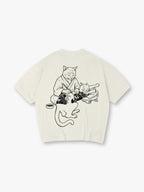Japanese Tattoo Artist Cat Irezumi Neko Black Line Art Graphic Streetwear T-Shirt