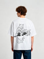 Japanese Tattoo Artist Cat Irezumi Neko Black Line Art Graphic Streetwear T-Shirt