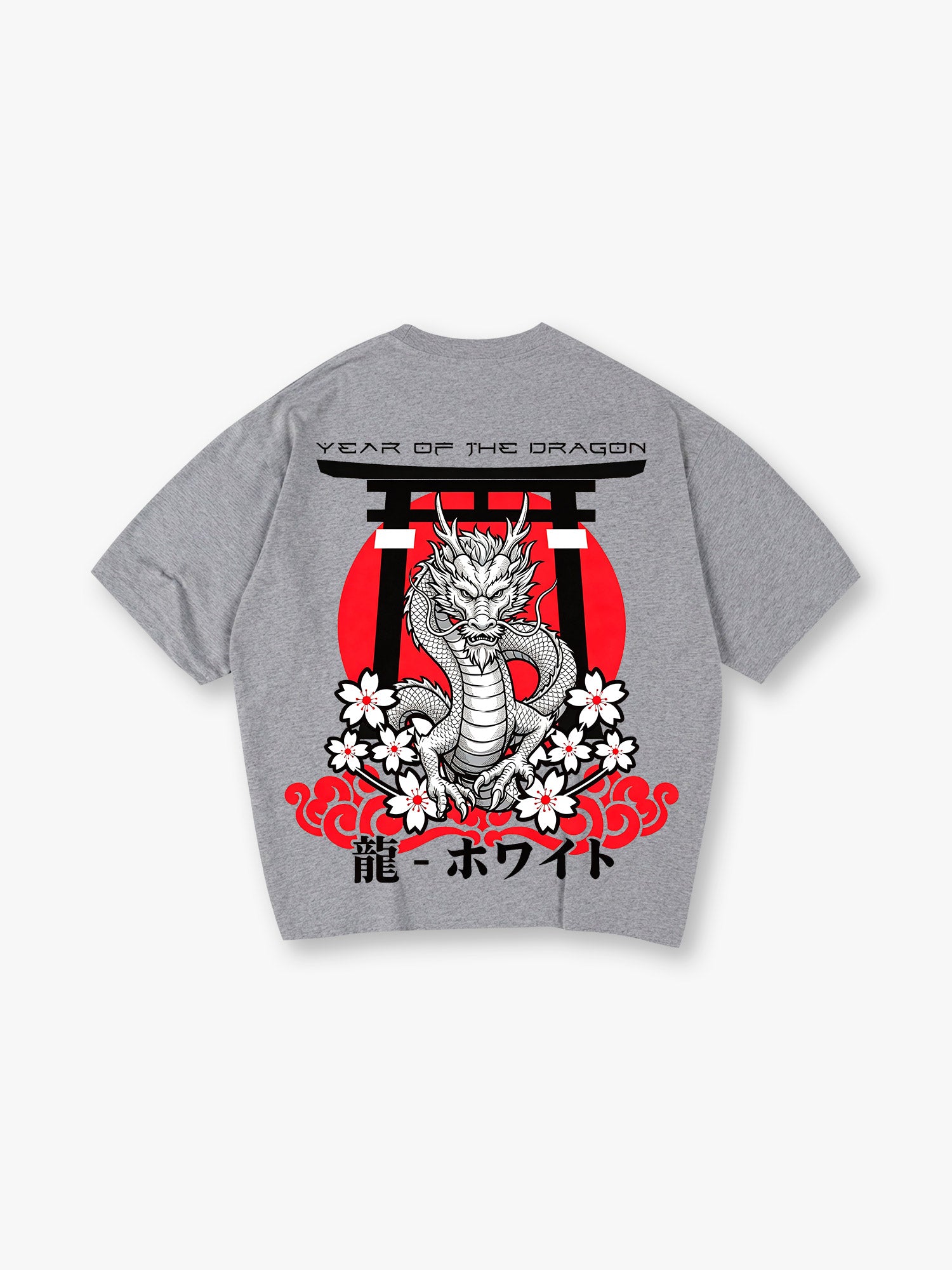 Japanese Dragon Torii Gate Cherry Blossom Year Of The Dragon Vintage Graphic T-Shirt