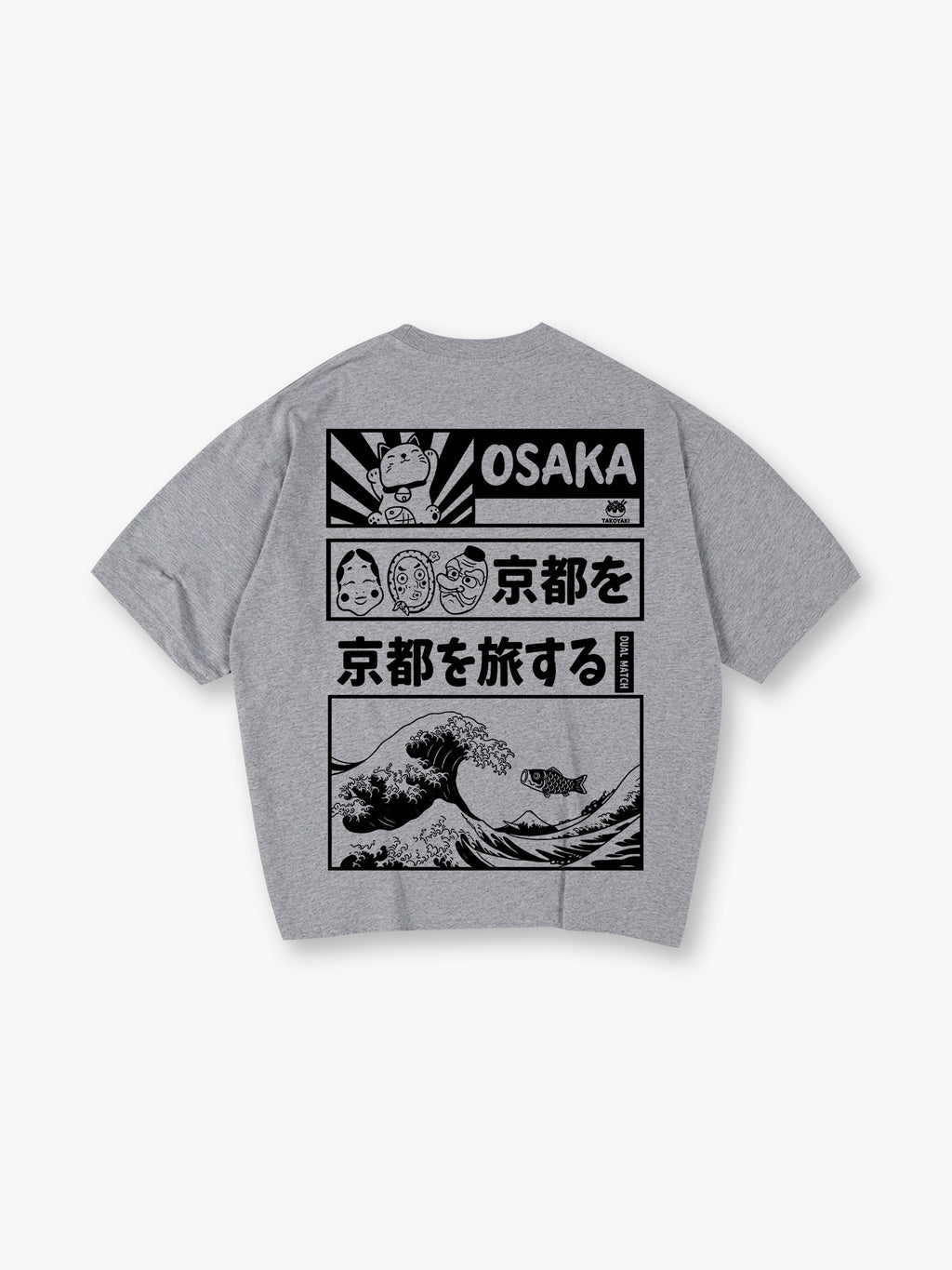 Japan Great Wave Maneki Neko Ukiyo-e Comic Panel Graphic Streetwear T-Shirt