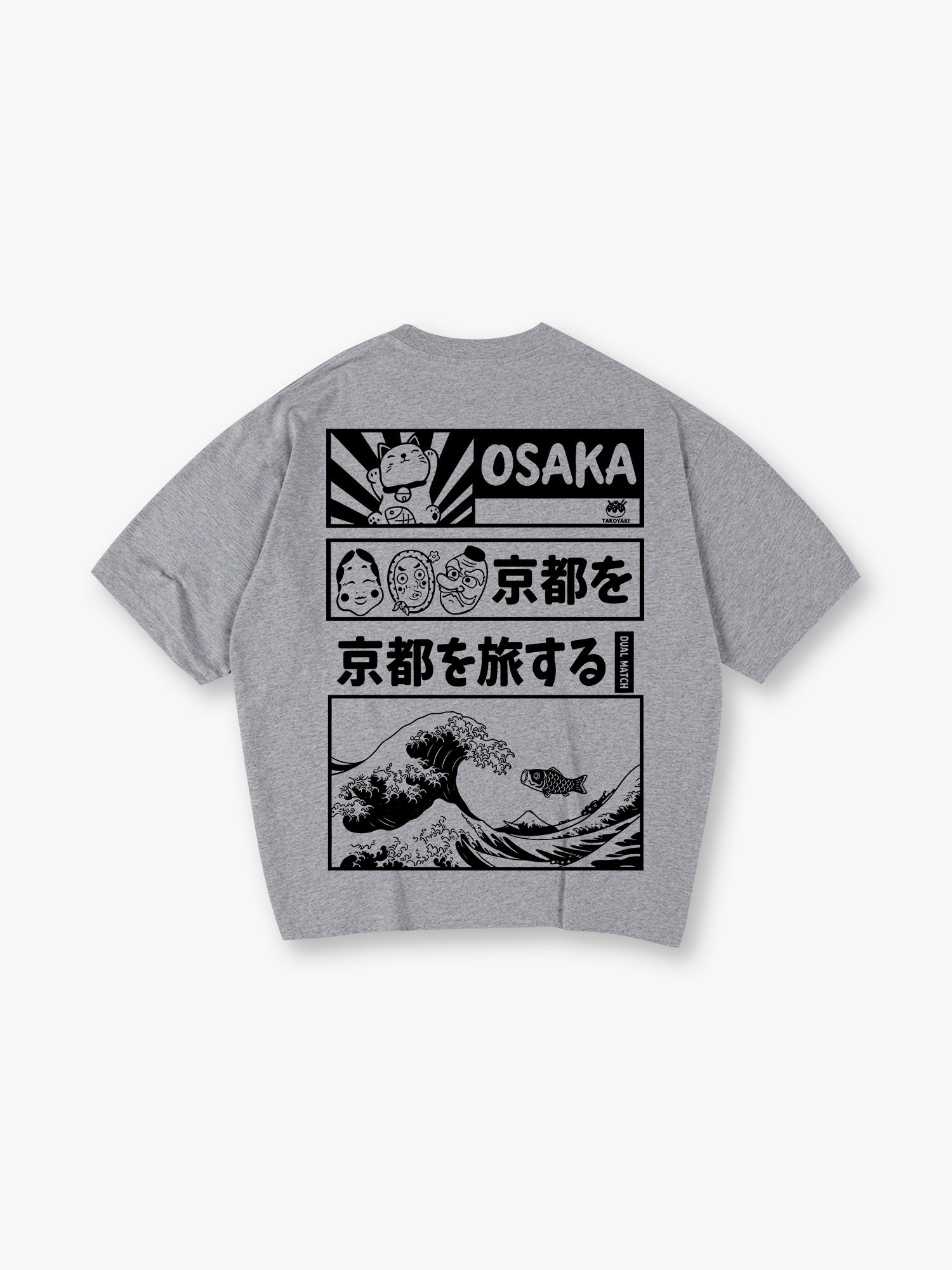 Japan Great Wave Maneki Neko Ukiyo-e Comic Panel Graphic Streetwear T-Shirt
