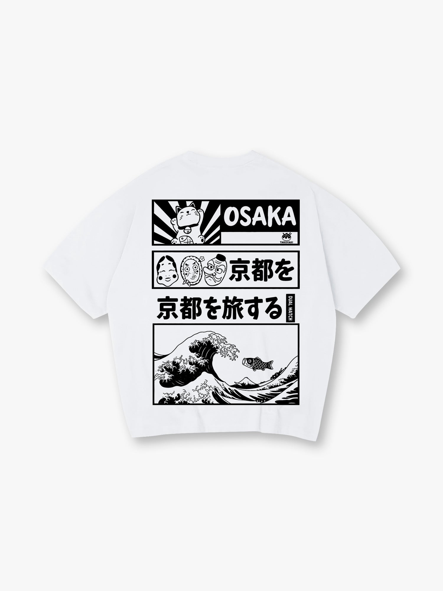 Japan Great Wave Maneki Neko Ukiyo-e Comic Panel Graphic Streetwear T-Shirt