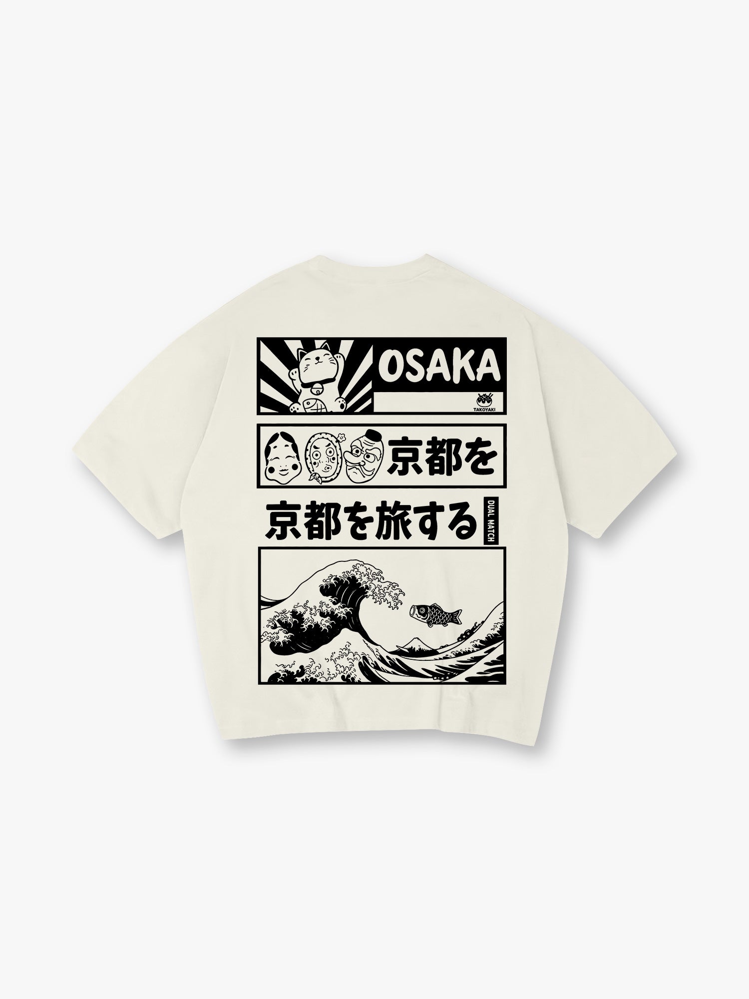 Japan Great Wave Maneki Neko Ukiyo-e Comic Panel Graphic Streetwear T-Shirt