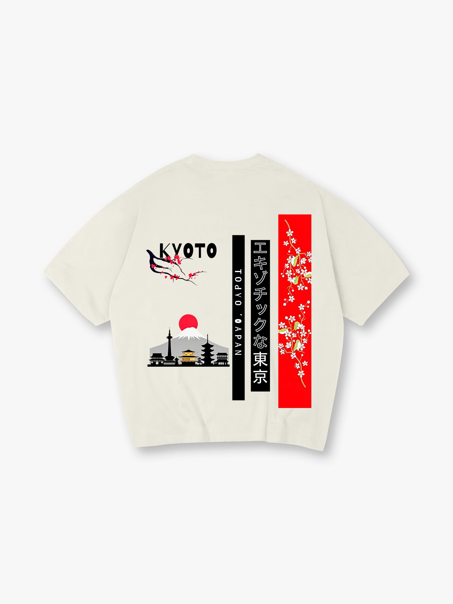 Japan Mount Fuji Sakura Cherry Blossom Japanese Cityscape Graphic T-Shirt