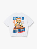 Japanese Chef Cat Eating Ramen Retro Anime Graphic T-Shirt