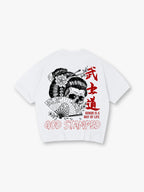 Bushido Geisha Skull Cherry Blossom Japanese Samurai Retro Graphic T-Shirt