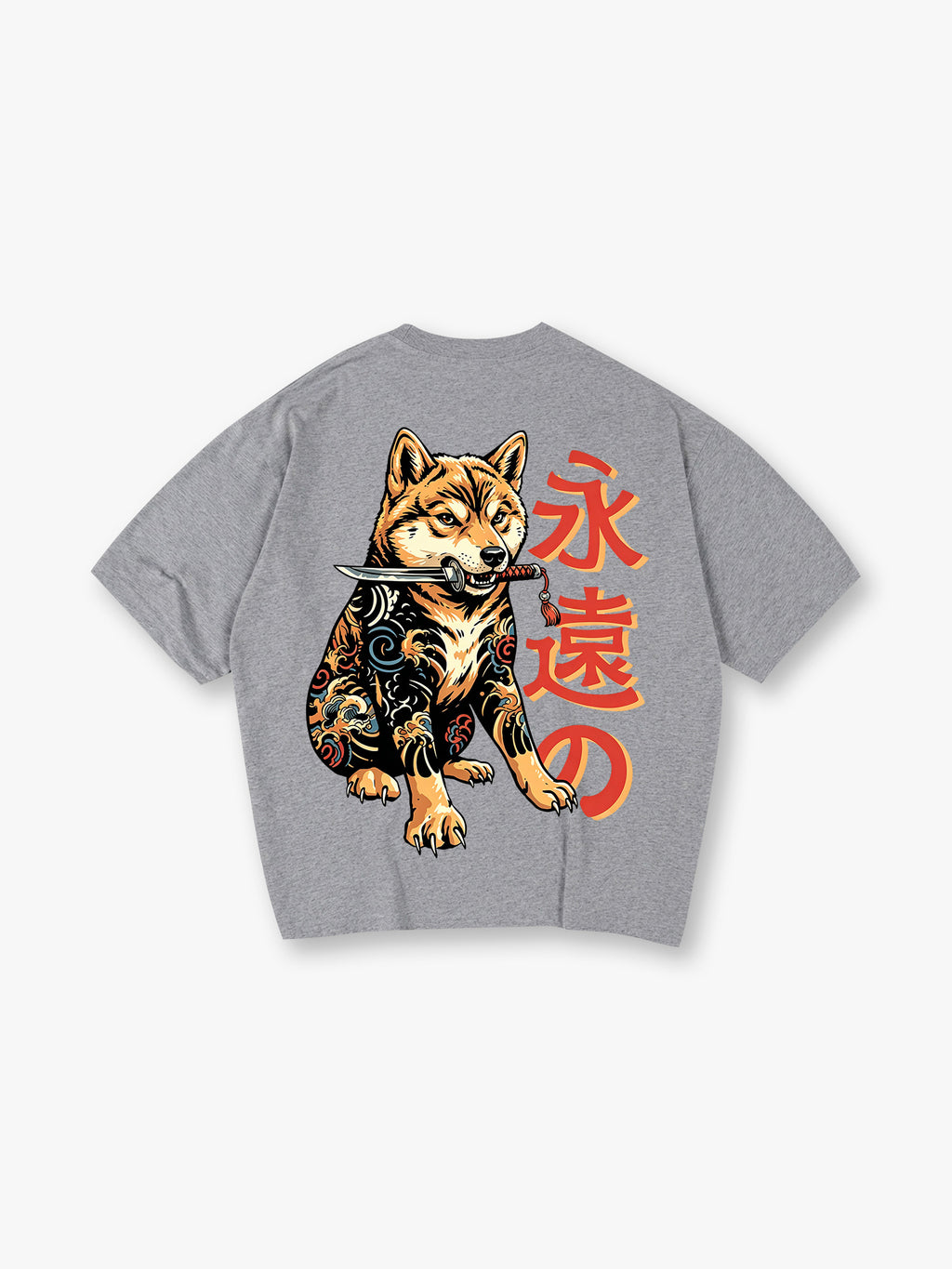 Tattoo Shiba Inu Samurai Japanese Kanji Retro Irezumi Graphic T-Shirt