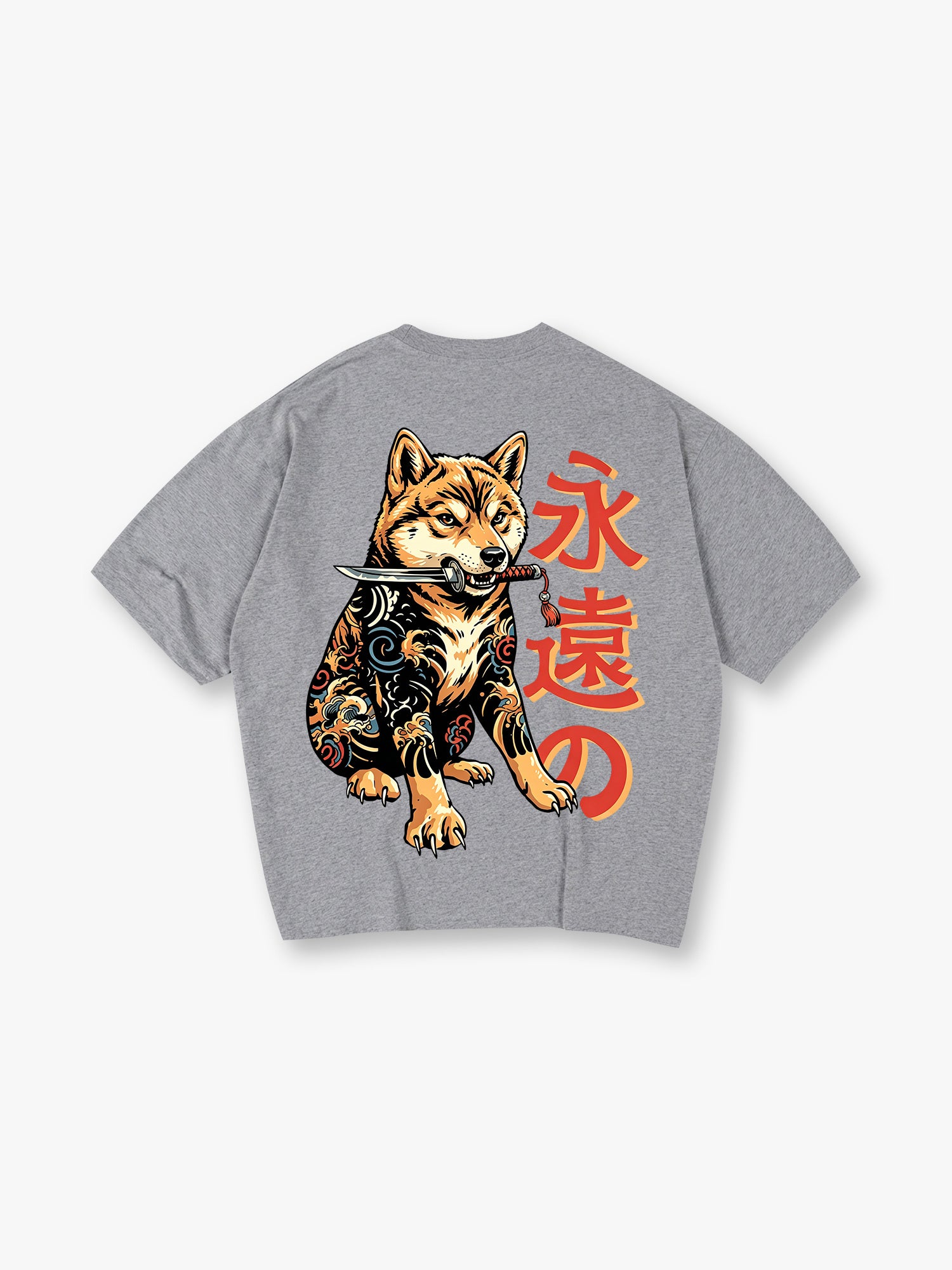 Tattoo Shiba Inu Samurai Japanese Kanji Retro Irezumi Graphic T-Shirt