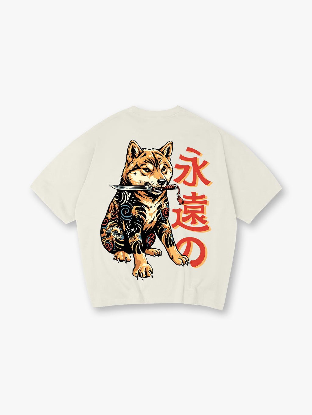 Tattoo Shiba Inu Samurai Japanese Kanji Retro Irezumi Graphic T-Shirt