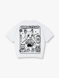 Yokai Club Kitsune Fox Daruma Cat Japanese Cartoon Kawaii Streetwear Graphic T-Shirt