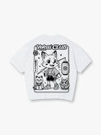 Yokai Club Kitsune Fox Daruma Cat Japanese Cartoon Kawaii Streetwear Graphic T-Shirt