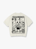 Yokai Club Kitsune Fox Daruma Cat Japanese Cartoon Kawaii Streetwear Graphic T-Shirt