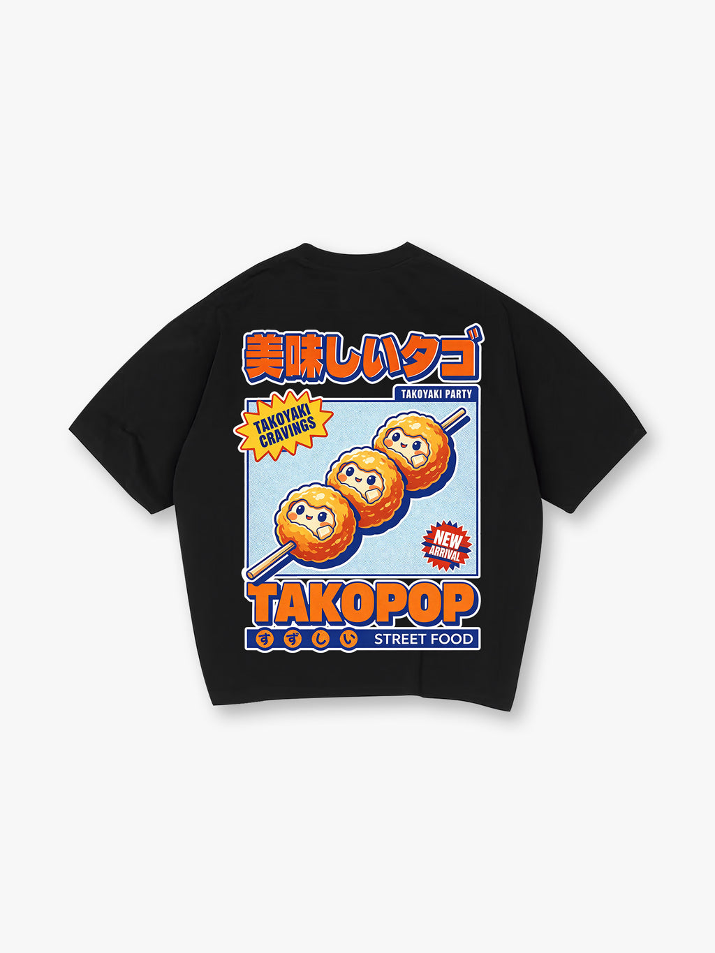 Japanese Street Food Cartoon Retro Kanji Graphic Streetwear T-Shirt