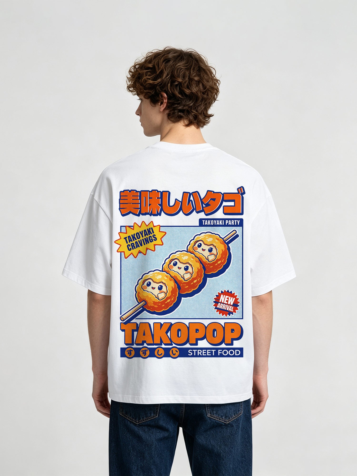Japanese Street Food Cartoon Retro Kanji Graphic Streetwear T-Shirt