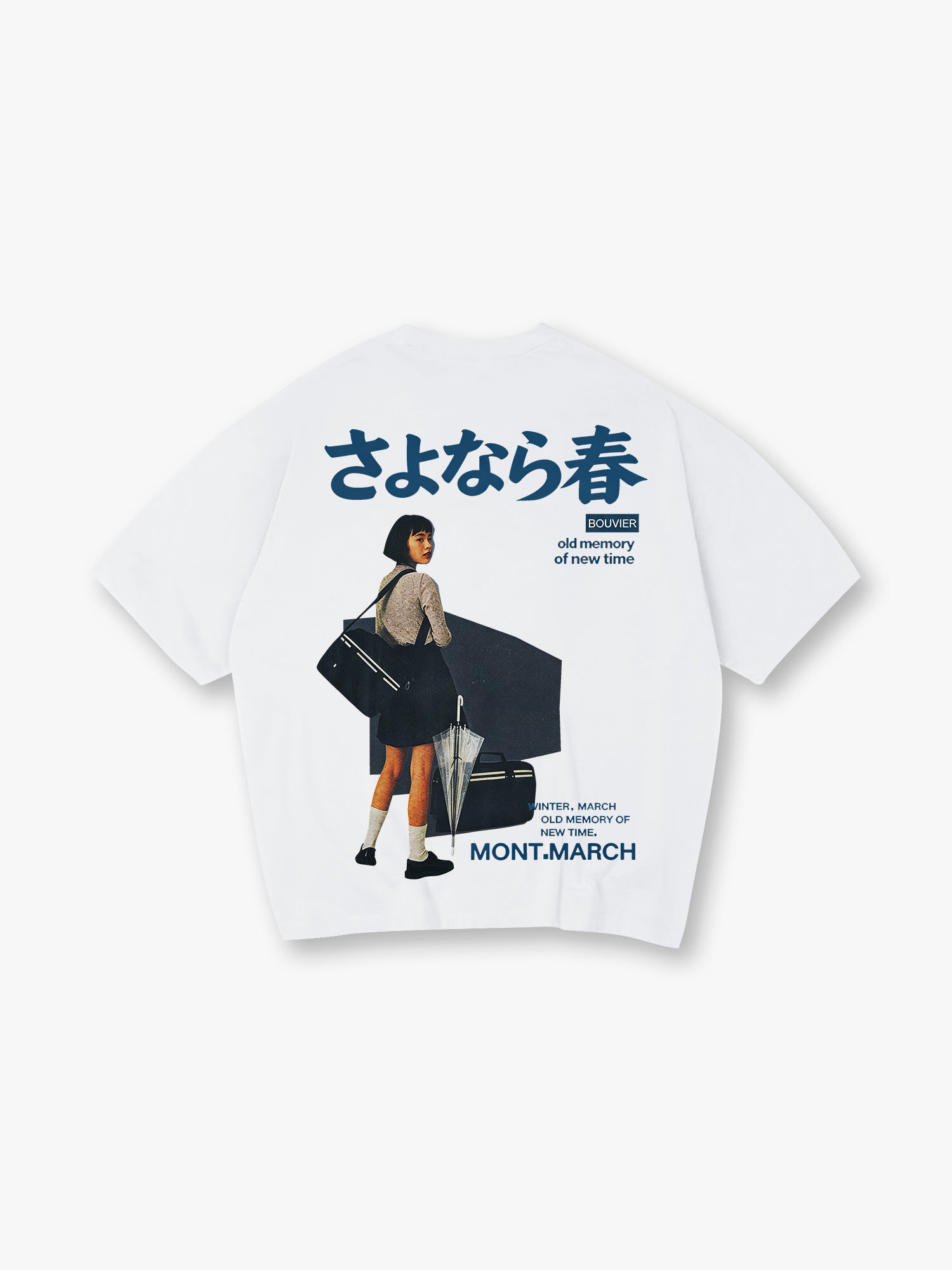 Vintage Japanese Girl Portrait Sayonara Haru Kanji Aesthetic Graphic T-Shirt