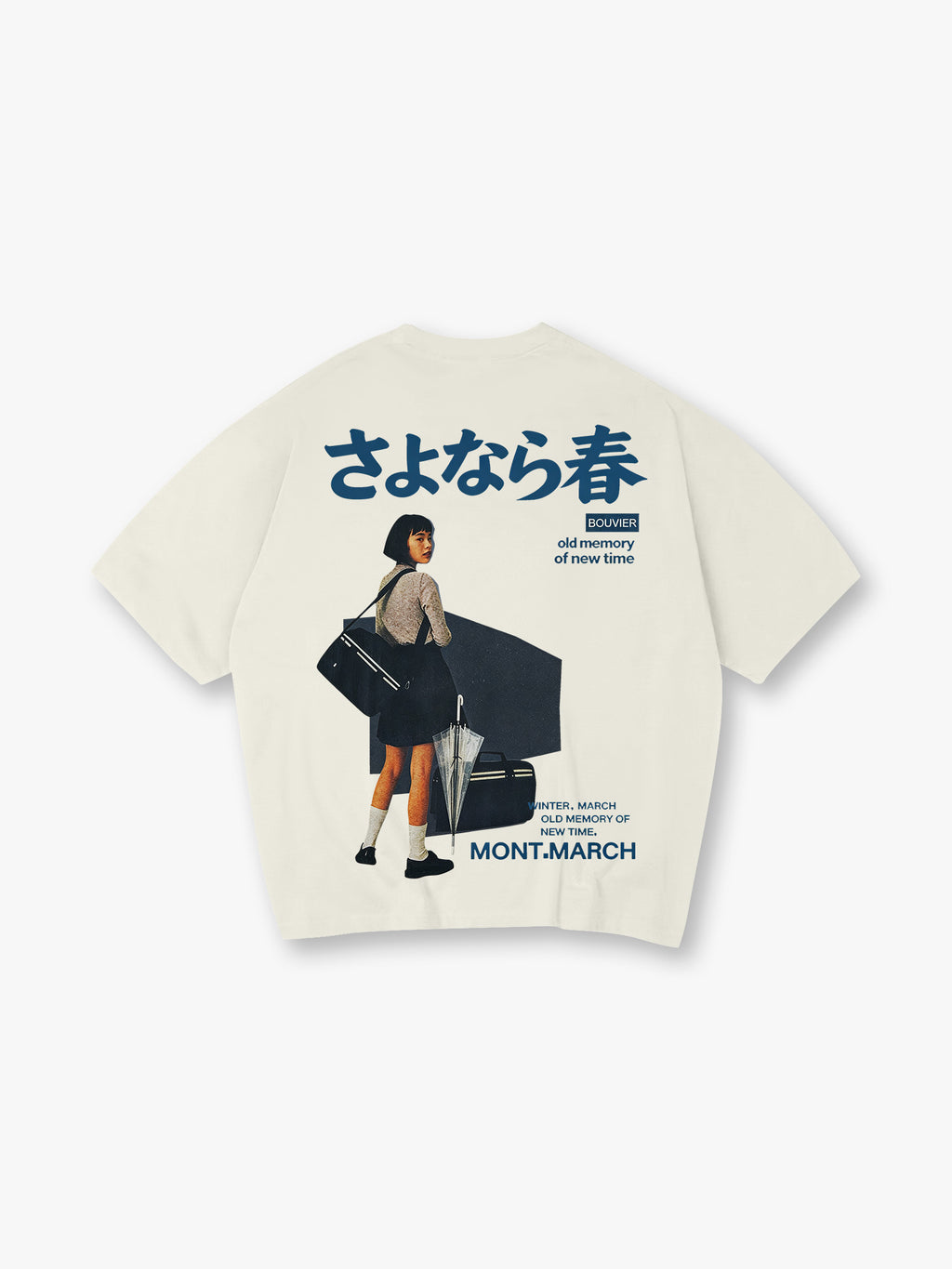 Vintage Japanese Girl Portrait Sayonara Haru Kanji Aesthetic Graphic T-Shirt