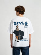 Vintage Japanese Girl Portrait Sayonara Haru Kanji Aesthetic Graphic T-Shirt