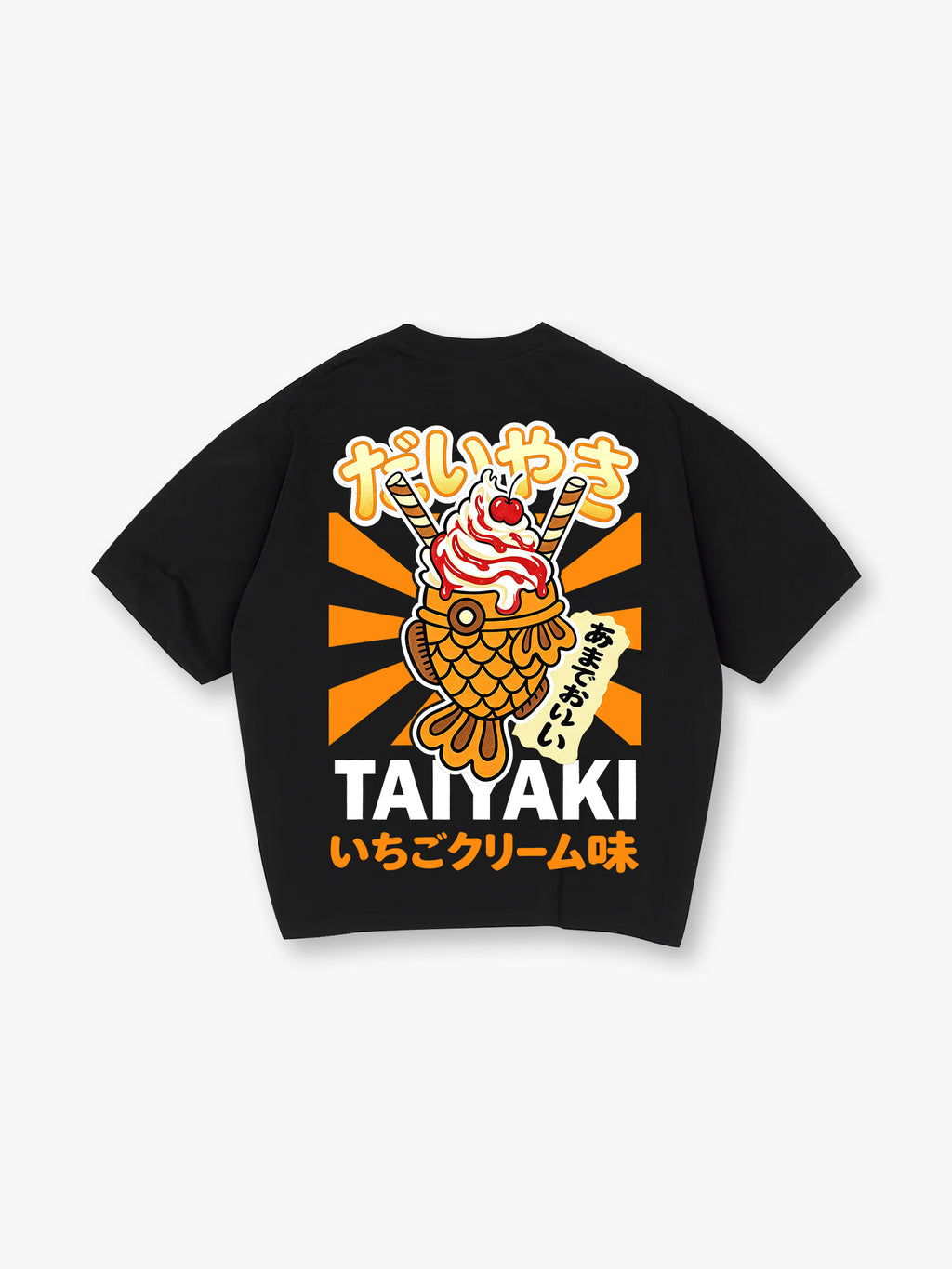 Kawaii Taiyaki Ice Cream Japanese Street Food Retro Kanji Graphic T-Shirt