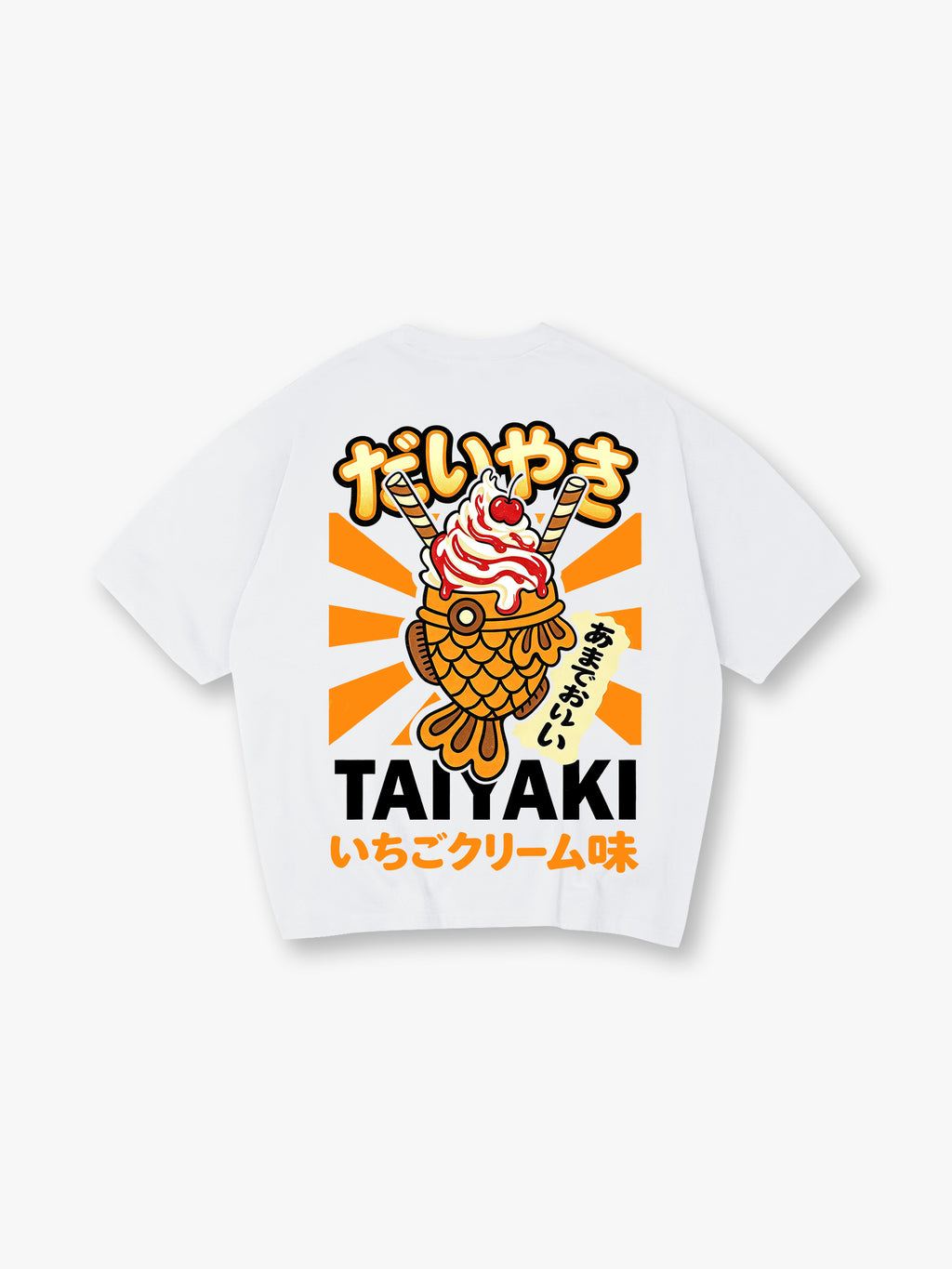 Kawaii Taiyaki Ice Cream Japanese Street Food Retro Kanji Graphic T-Shirt