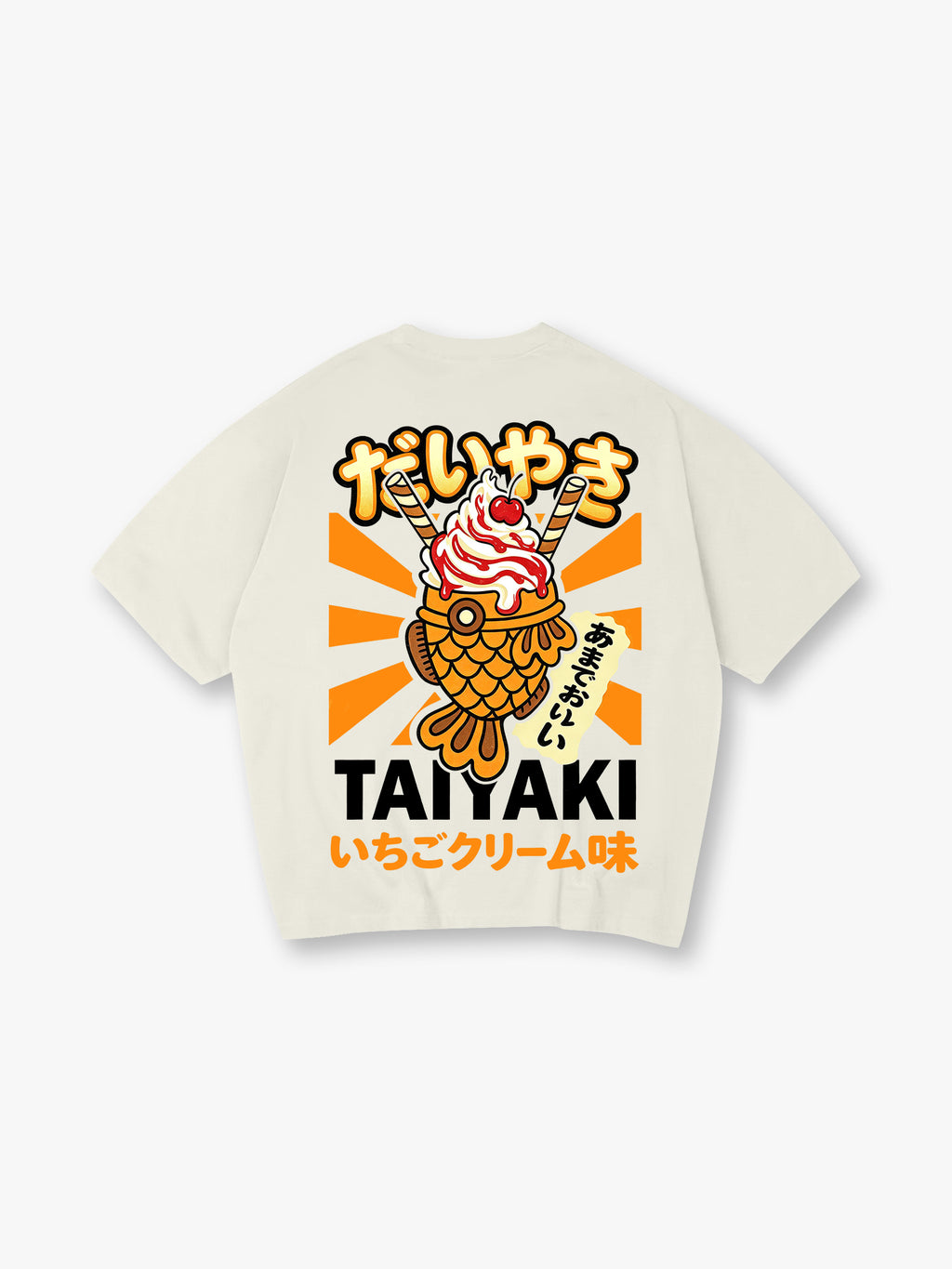 Kawaii Taiyaki Ice Cream Japanese Street Food Retro Kanji Graphic T-Shirt