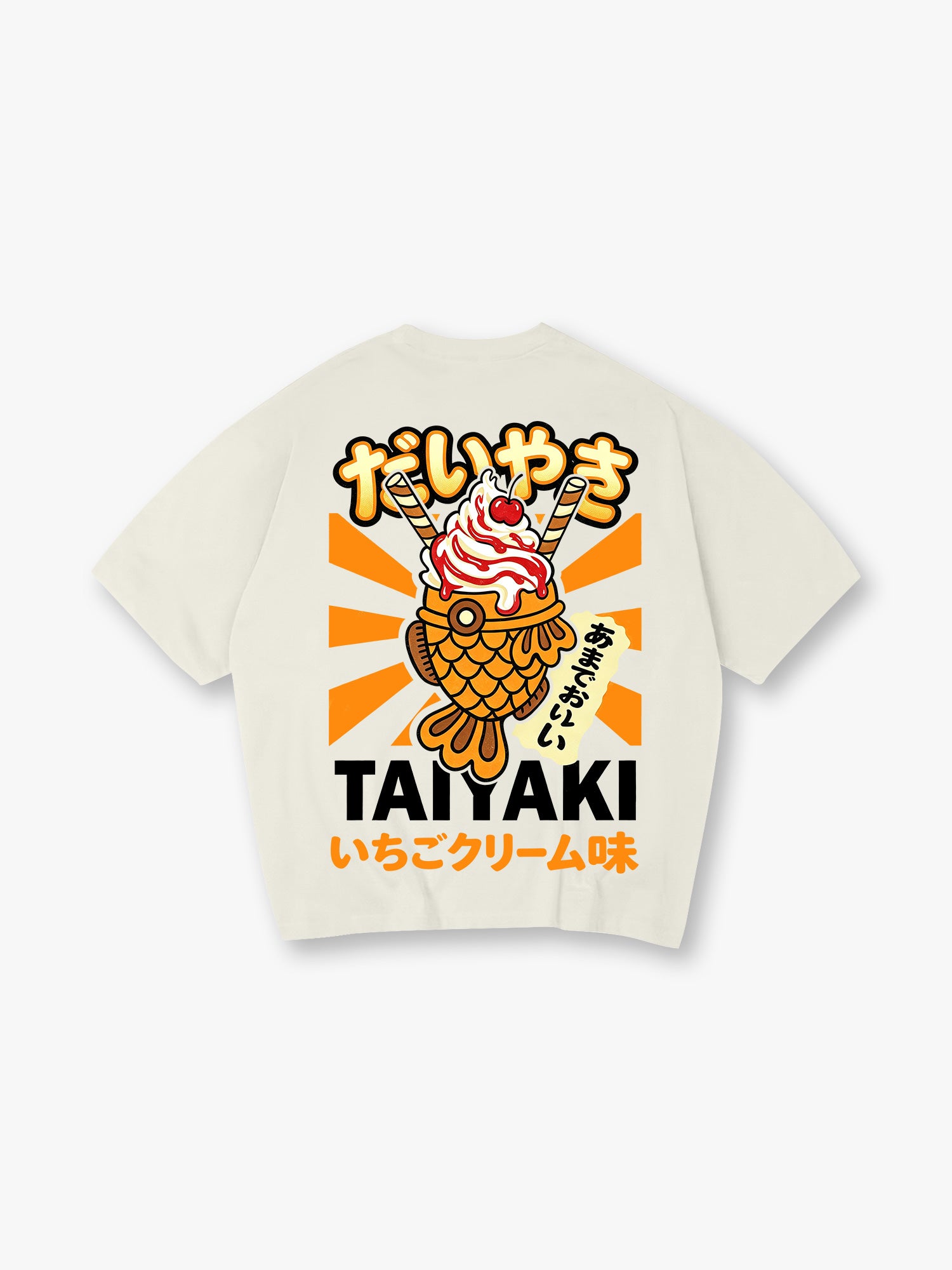 Kawaii Taiyaki Ice Cream Japanese Street Food Retro Kanji Graphic T-Shirt