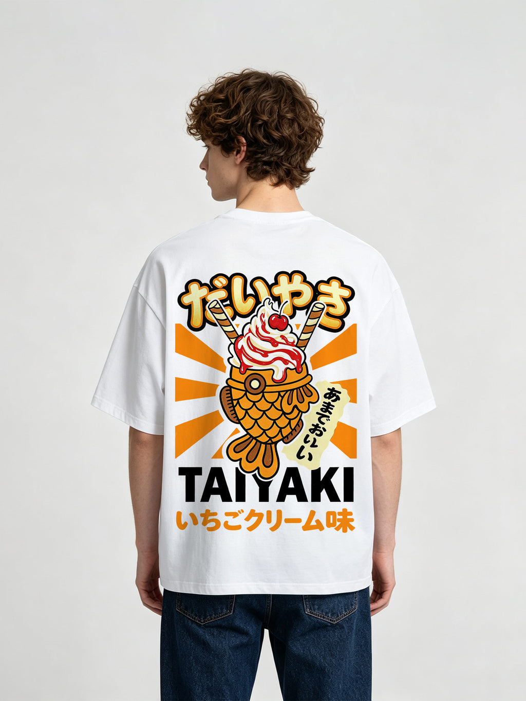 Kawaii Taiyaki Ice Cream Japanese Street Food Retro Kanji Graphic T-Shirt