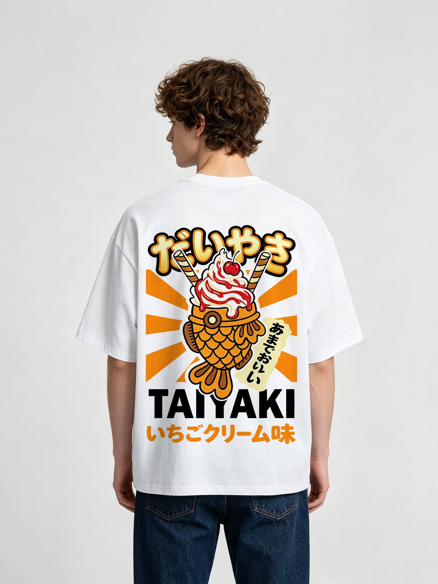 Kawaii Taiyaki Ice Cream Japanese Street Food Retro Kanji Graphic T-Shirt