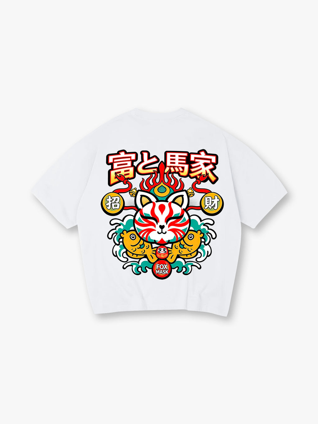 Kitsune Fox Mask Lucky Koi T-Shirt