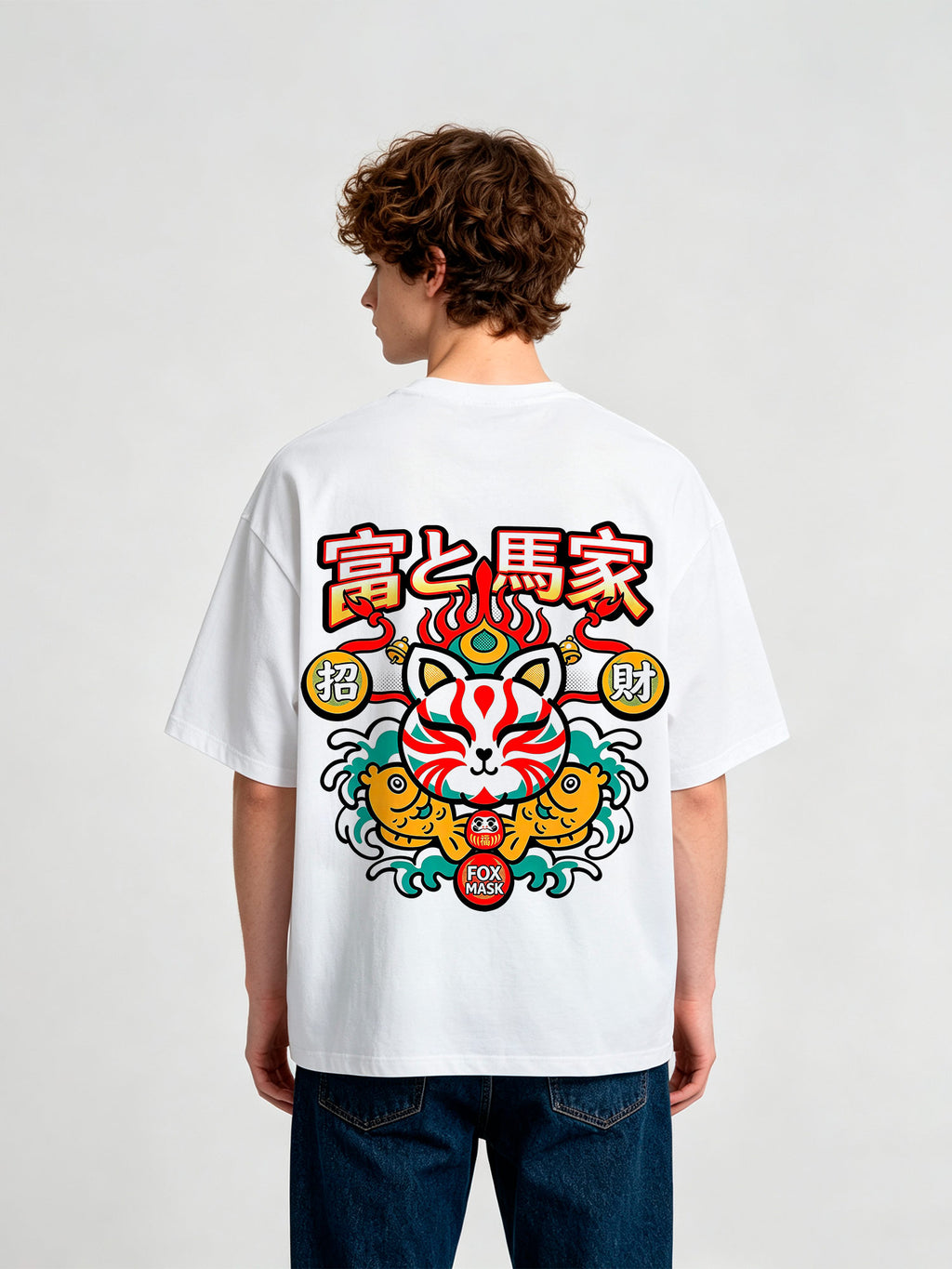 Kitsune Fox Mask Lucky Koi T-Shirt