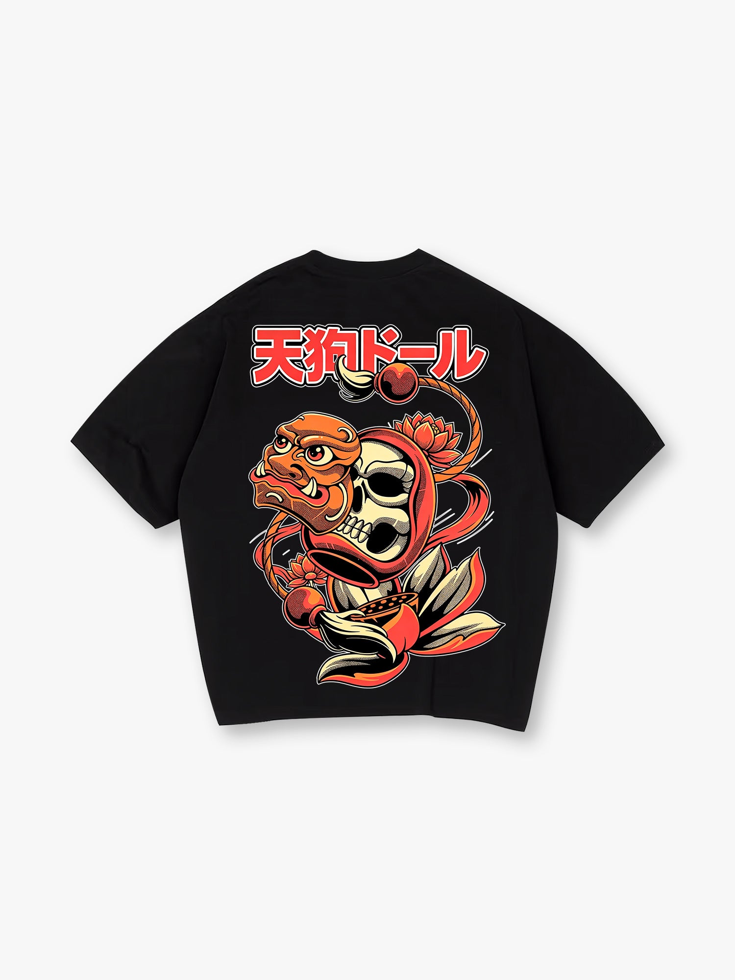 Tengu Daruma Skull Lotus T-Shirt