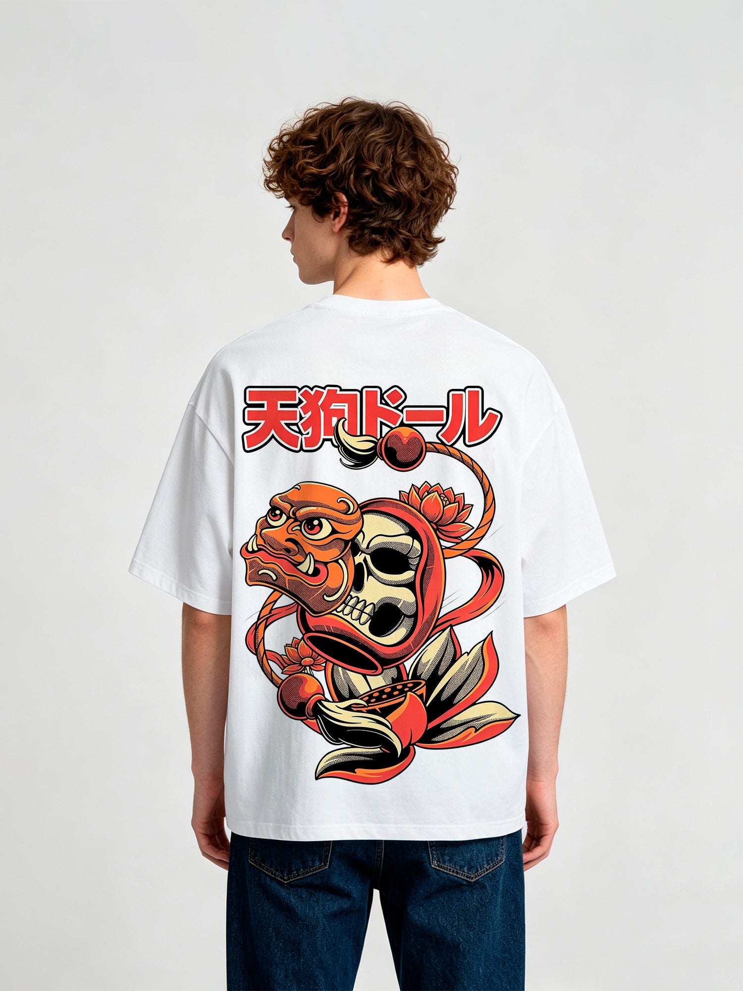 Tengu Daruma Skull Lotus T-Shirt