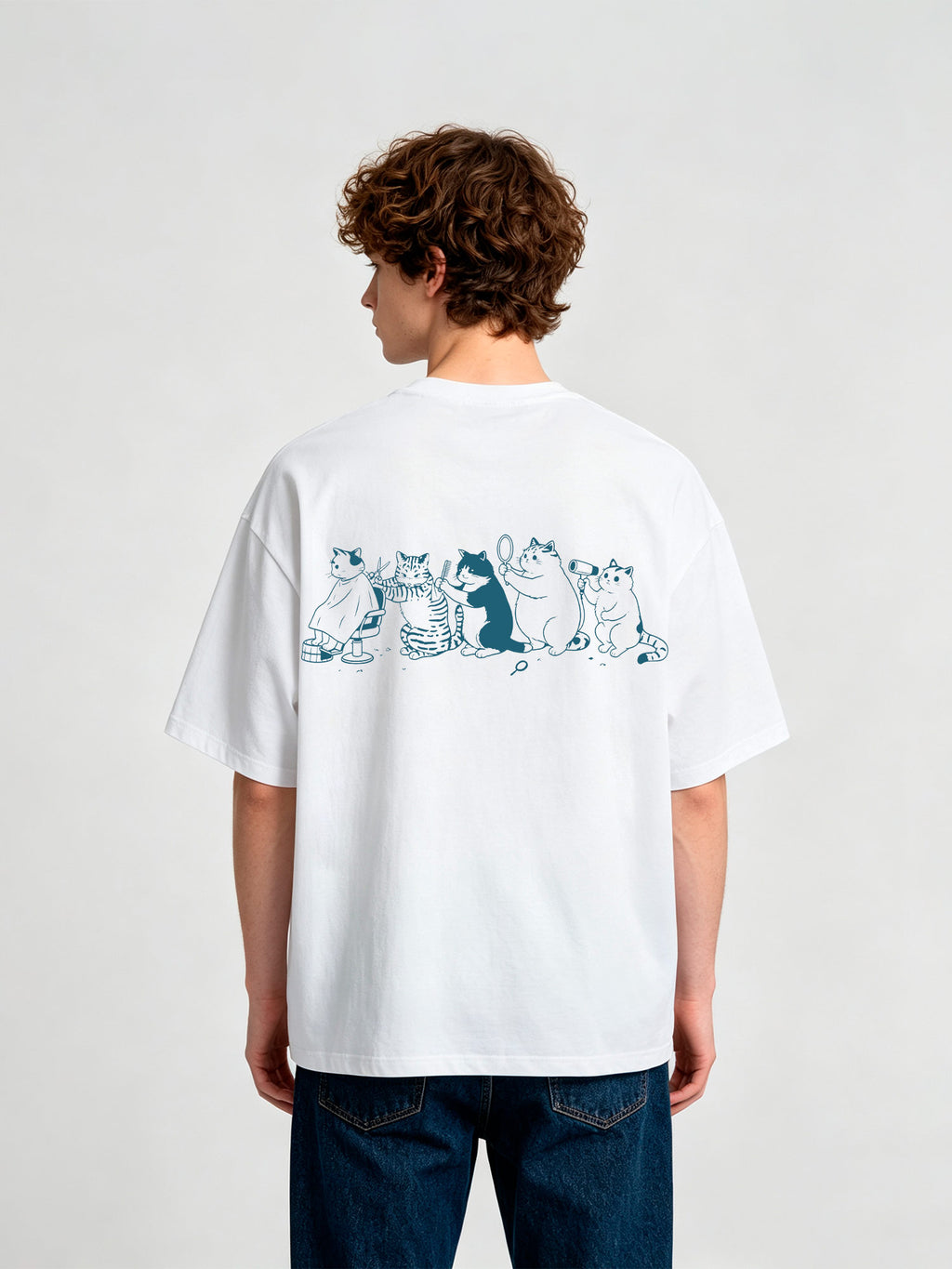 Barber Shop Cats Line T‑Shirt
