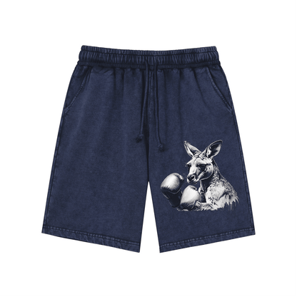 Boxing Kangaroo  Snow-Washed Shorts L-5544