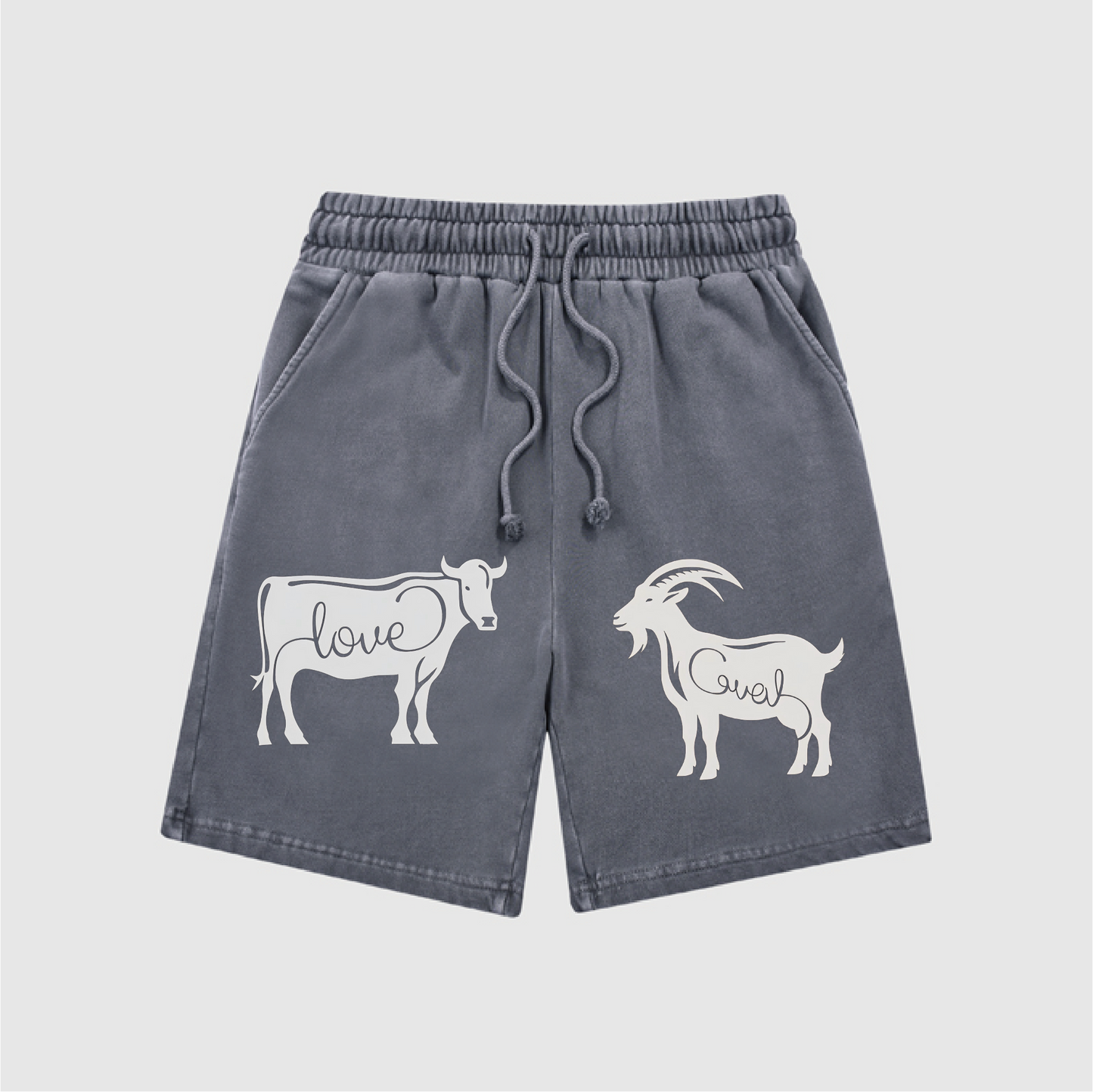 Love Cattle AND Care Goat  Snow-Washed Shorts L-5544