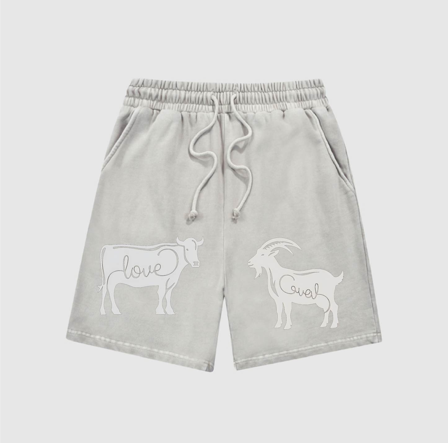 Love Cattle AND Care Goat  Snow-Washed Shorts L-5544