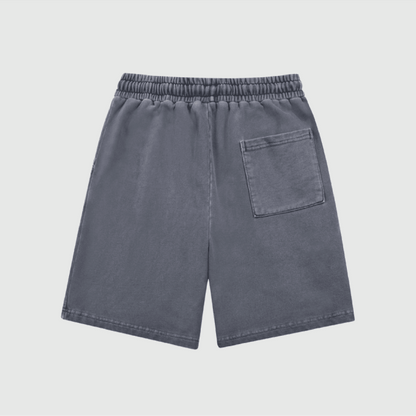 Cartoon Little Devil ,Grinning Cat and Horned Demon Head Snow-Washed Shorts