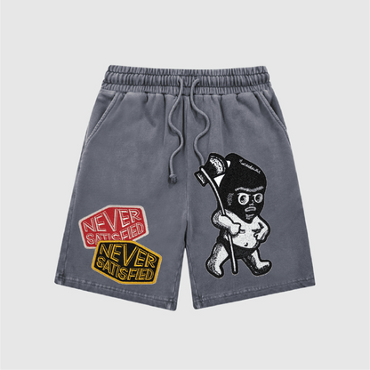 NEVER SATISFIED  Snow-Washed Shorts L-5544